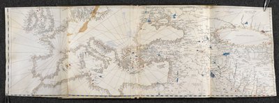 Tilføje. 21592, f.1r Kort over Europa og Asien. Portolano, på enogtyve kort, over lande på begge halvkugler (vellum) af Italian School