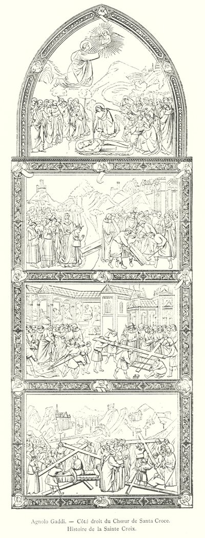 Agnolo Gaddi, højre side af koret i Santa Croce, Det hellige kors historie (gravering) af Italian School