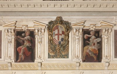 Allegoriske figurer og våbenskjold fra Marino-familien af Italian School