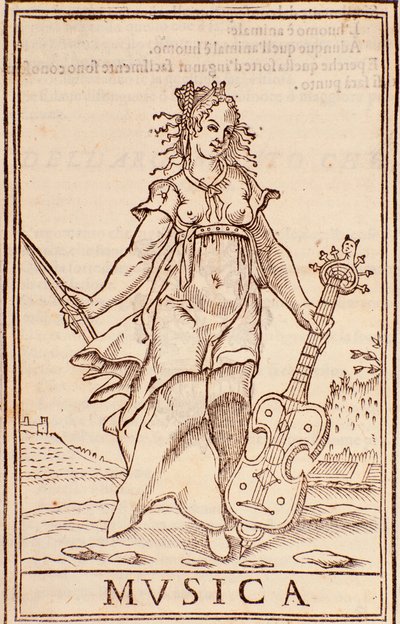 "Allegory of music"-side fra "Summen af ​​alle videnskaber"-essay af Aurelio Marinati (1500-tallet) af Italian School