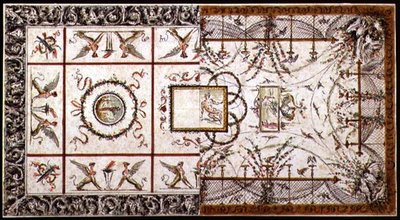 Alternative designs til et neo-klassisk loft, ca. 1800 (pen & blæk og akvarel på papir) af Italian School