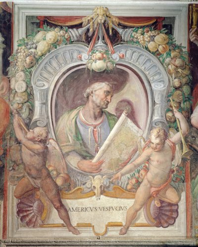 Amerigo Vespucci, i Sala del Mappamondo af Italian School