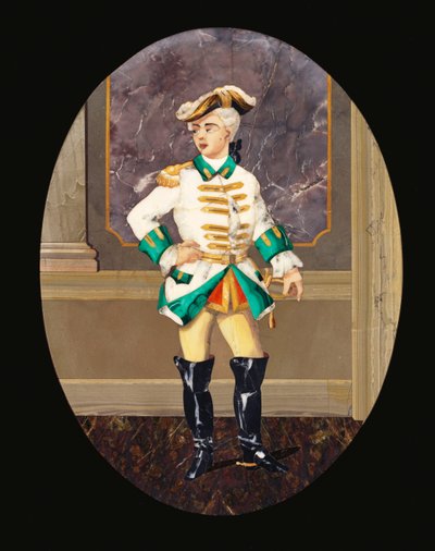 Et italiensk pietre dure panel forestillende en gentleman (pietre dura) af Italian School