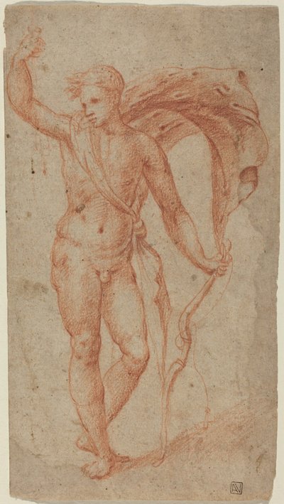 Apollo, ca. 1510-1540 (rødt kridt) af Italian School
