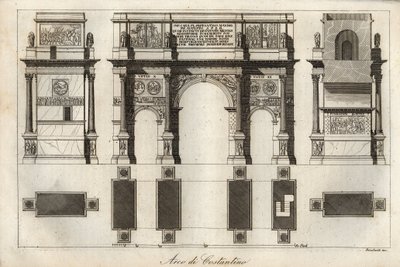 Konstantinbuen i Rom (315 e.Kr.) - indgravering fra "" Skikke og traditioner for alle folk i universet. Det vil sige historien om regeringen, lovene, militsen, om alle nationers religion fra de fjerneste tider til i dag "1856 af Italian School