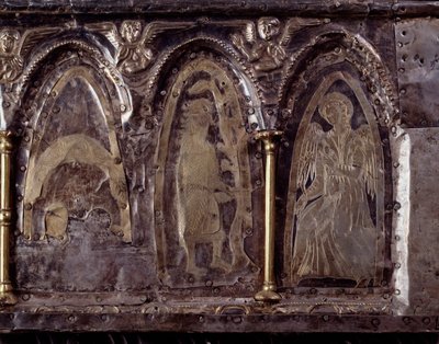 Ark of Barbarossa, med scener fra Johannes Døberens liv (træ, bladsølv og sten af Italian School