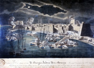 Angreb fra den sardinske flåde på havnen i Tripoli under operationer mod barbarisk pirateri i 1825. af Italian School