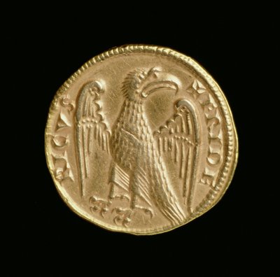 Augustalis af Frederik II (1198-1250), Kongeriget Sicilien og Syditalien, Messina mønt, 1231-50 (bagside) (guld) (for forside se 168052) af Italian School