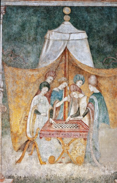 Bicocca degli Arcimboldi: fresco fra det 15. århundrede, detalje af damspillet (fresco) af Italian School