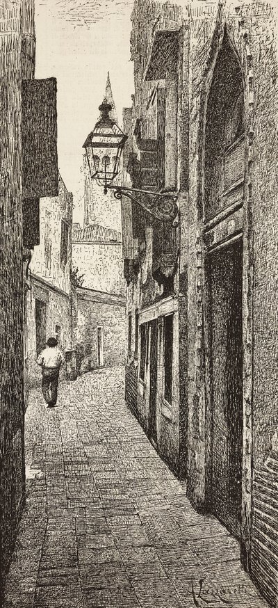 Carlo Goldonis hus i Venedig, Italien, gravering fra tegning af A Lazzaretti, fra L