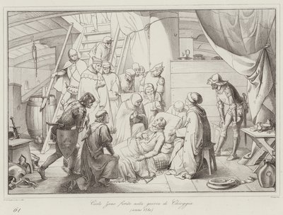 Carlo Zeno såret i Chioggia-krigen af Italian School