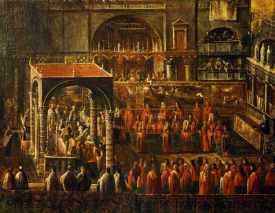 Ceremoni i basilikaen Sankt Markus i Venedig, maleri af anonym kunstner, Italien af Italian School