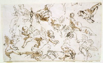 Keruber, begyndelsen af det 18. århundrede (pen og blæk og vask på papir) af Italian School