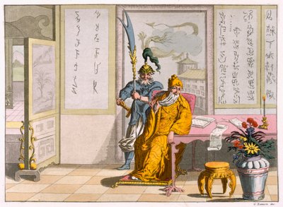 Kinesiske taoistiske religiøse ledere: The Divinity Kuan-ti, indgraveret af Fumagalli og Bramatti, ca. 1820-30 (farvegravering) af Italian School