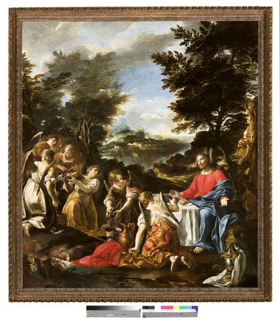 Kristus tjent af engle, ca. 1650-1700 af Italian School
