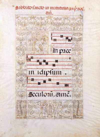 Kristus ved helvedes porte bærer opstandelsens banner og rækker ind for at redde sjæle, Adam og Eva bagved, ca. 1550 af Italian School