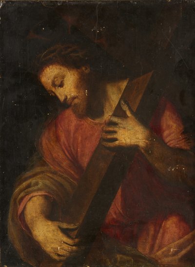 Kristus bærer korset (olie på panel) af Italian School