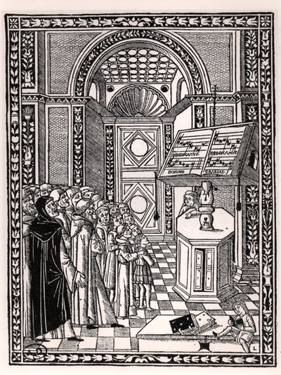 Kirkekor, illustration fra Practica Musicae af Franchino Gaffurio (1451-1522), udgivet i Venedig 1512 af Italian School