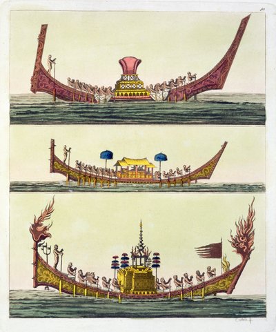 Cochin kinesiske skibe, illustration fra Le Costume Ancien et Moderne af Giulio Ferrario, udgivet ca. 1820