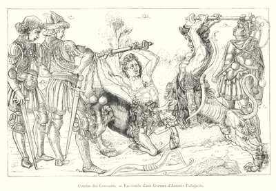 Battle of the Centaurs, faksimile af en gravering af Antonio Pollajuolo (gravering) af Italian School