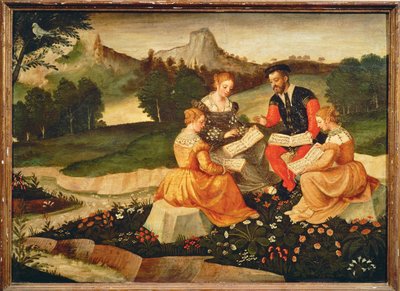 Koncert på landet: Sangen ... (maleri på lærred) af Italian School