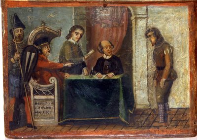 Domfældelse af en borger i nærværelse af dommer og byrepræsentanter 1273. Nationalarkivet, Siena. af Italian School
