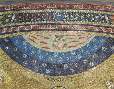 Kroning af Jomfruen og himlen (mosaik) af Italian School