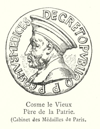 Cosimo den Ældre, Fædrelandets Fader, Paris Medaljeskab (gravering) af Italian School