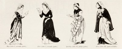 Kostumer fra operaen Falstaff af Verdi, fra LIllustrazione Italiana, XX, N. 8, 19. februar 1893 af Italian School