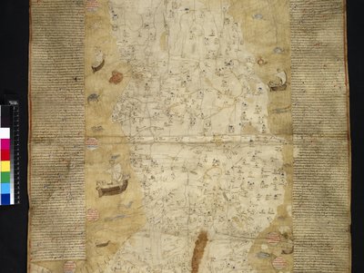 Cotton Roll XIII, 44 Italien-provinsens moderne sted (vellum) af Italian School
