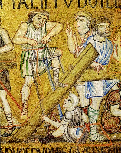 Håndværkere, der bygger arken ... (mosaik) af Italian School