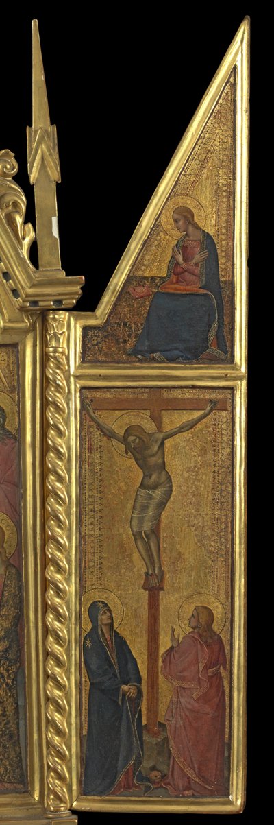Korsfæstelse med Jomfru af Bebudelsen - ovenfor (højre panel), ca. 1330-70 (tempera på panel) af Italian School