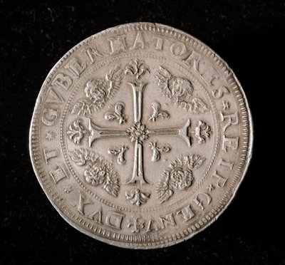 Republikken Genes valuta: seks ecu sølvmønt. Diam. 61,5 mm. 1715. Tilbage. Genes Musei di Strada Nuova (inv, M7156) af Italian School