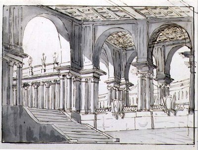 Design til et neo-klassisk scenesæt af Italian School
