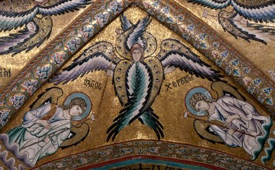 Detalje af en engel fra apsis hvælving (mosaik) af Italian School