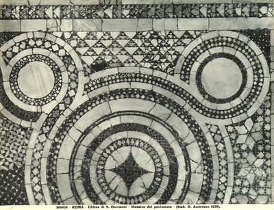 Detalje af gulvet i basilikaen San Giovanni i Laterano, Rom (mosaik) af Italian School