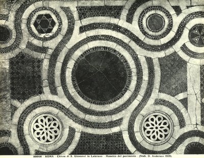 Detalje af gulvet i basilikaen San Giovanni i Laterano, Rom (mosaik) af Italian School