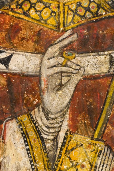 Detalje af triptyken, der forestiller San Cataldo, katedralens krypt af Italian School