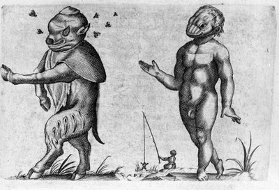 Forskellige typer menneskelige monstre. Gravering fra "Monstrenes natur, deres årsager og forskelle" af Fortunio Selvomi (1577-1656), italiensk videnskabsmand. 1646 af Italian School