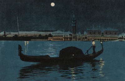 Dogepaladset og Campanile (farvelitografi) af Italian School