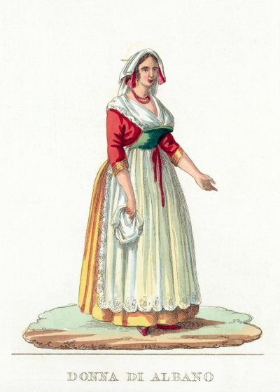 Donna Di Albano (farvet gravering) af Italian School