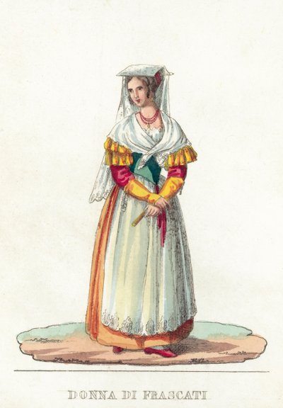 Donna Di Frascati (farvet gravering) af Italian School