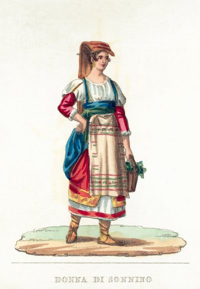 Donna Di Sonnino (farvet gravering) af Italian School