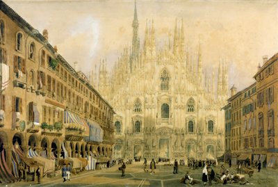 Duomo-pladsen og katedralen i Milano. 1811. af Italian School
