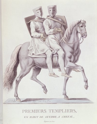 Tidlig beredne tempelriddere i kampdragt, 1783 af Italian School