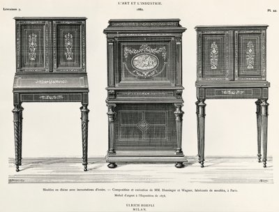 Ibenholt møbler af Hunsinger og Wagner, Paris, illustration fra L