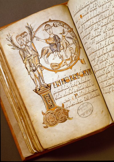 Indgang i Jerusalem Manuskript fra Bologna-skolen. (MS.123-Foglio 54 v) Rom fra det 11. århundrede, Biblioteca Angelica af Italian School