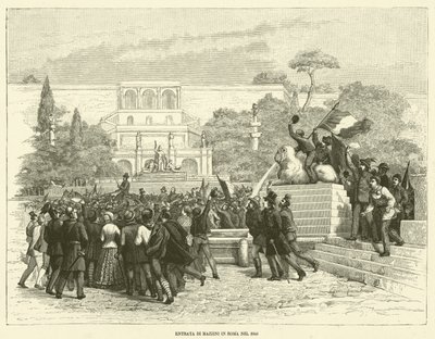 Mazzinis indtog i Rom i 1849 (gravering) af Italian School
