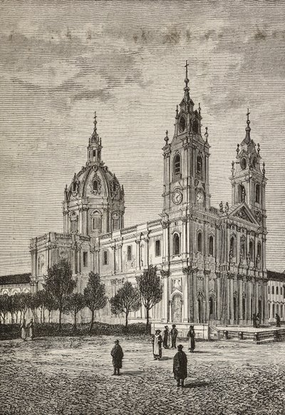 Estrela Basilica, Lissabon, Portugal, gravering fra L