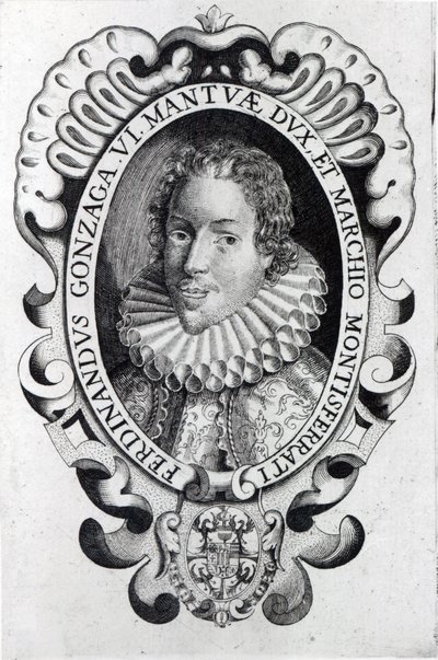 Ferdinando Gonzaga, hertug af Mantua (gravering) (bw foto) af Italian School
